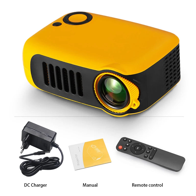 A2000 Compact Mini Projector – 1000 Lumens LED, HDMI Input, Home Entertainment