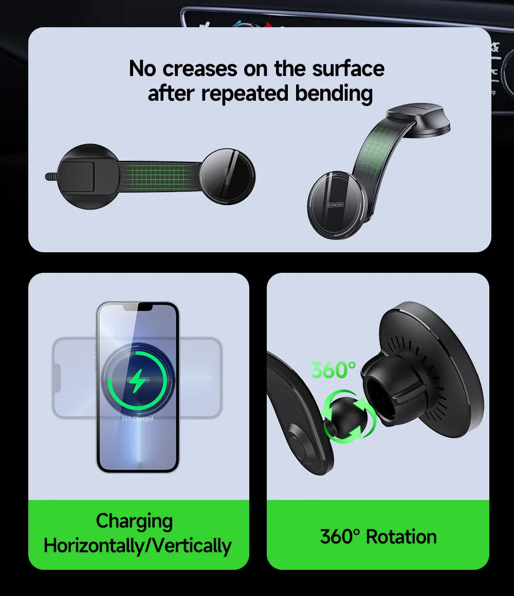 15W Magnetic Car Charger with Type-C Cable for iPhone