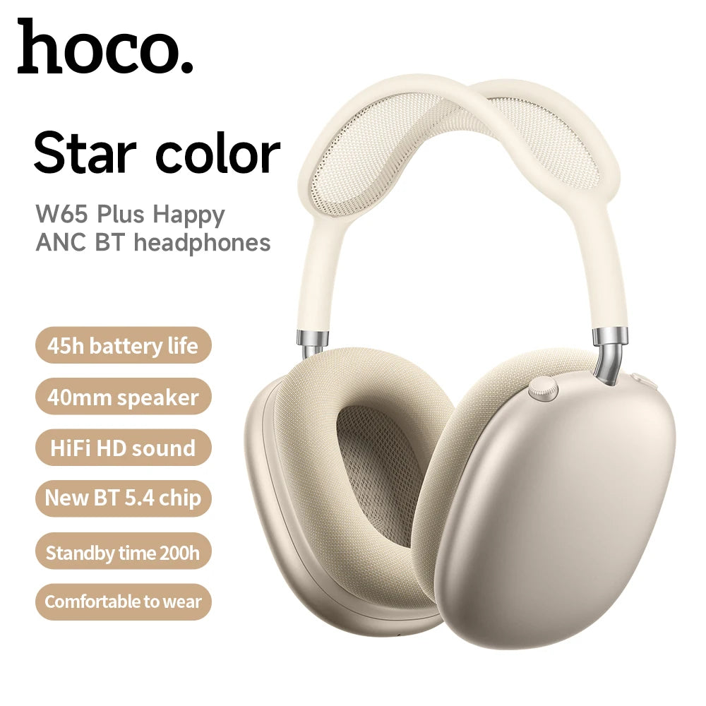 W65 Plus ANC Wireless Headphones – Bluetooth 5.4, 45H Playtime, Mic