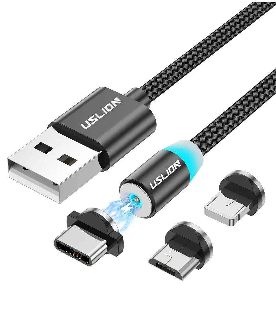 Magnetic Charging Cable 360 Degree – USB-A to Type-C / Lightning / Micro USB (2.4A)