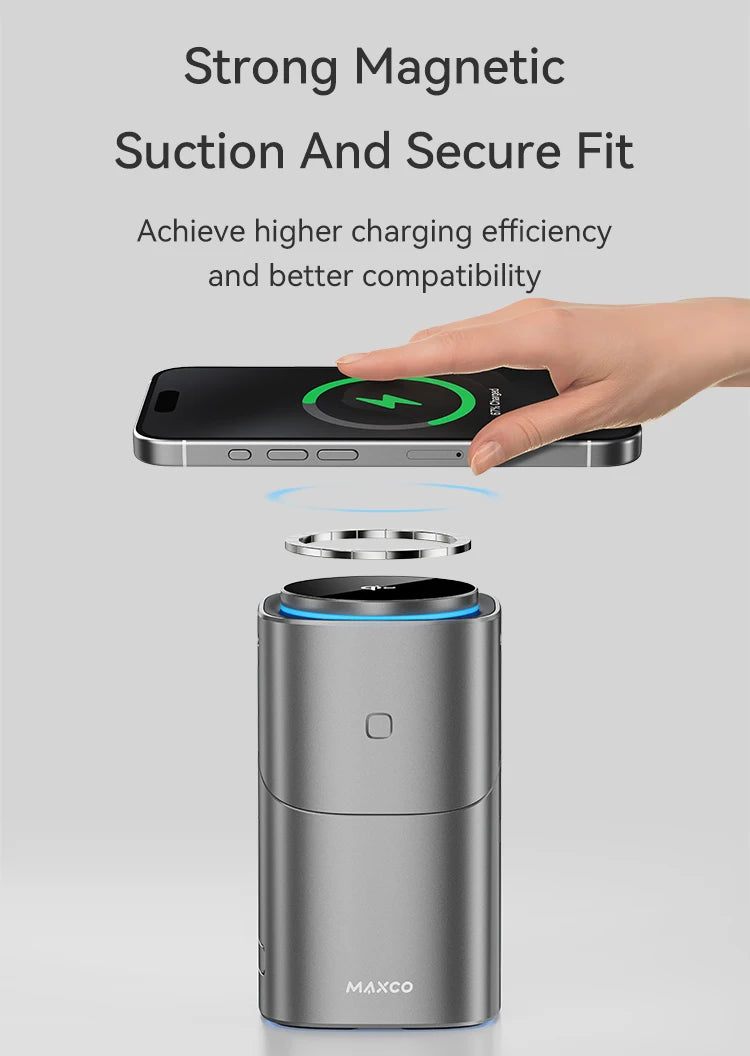Maxco MW15 Qi2 Auto Rotate Magnetic Wireless Charging Stand – 3-in-1 Fast Charge