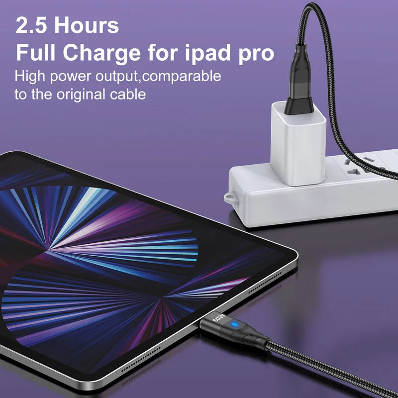 Nylon Braided 6-in-1 Charging Cable – QC3.0 Fast Charge & Data Sync (3A)