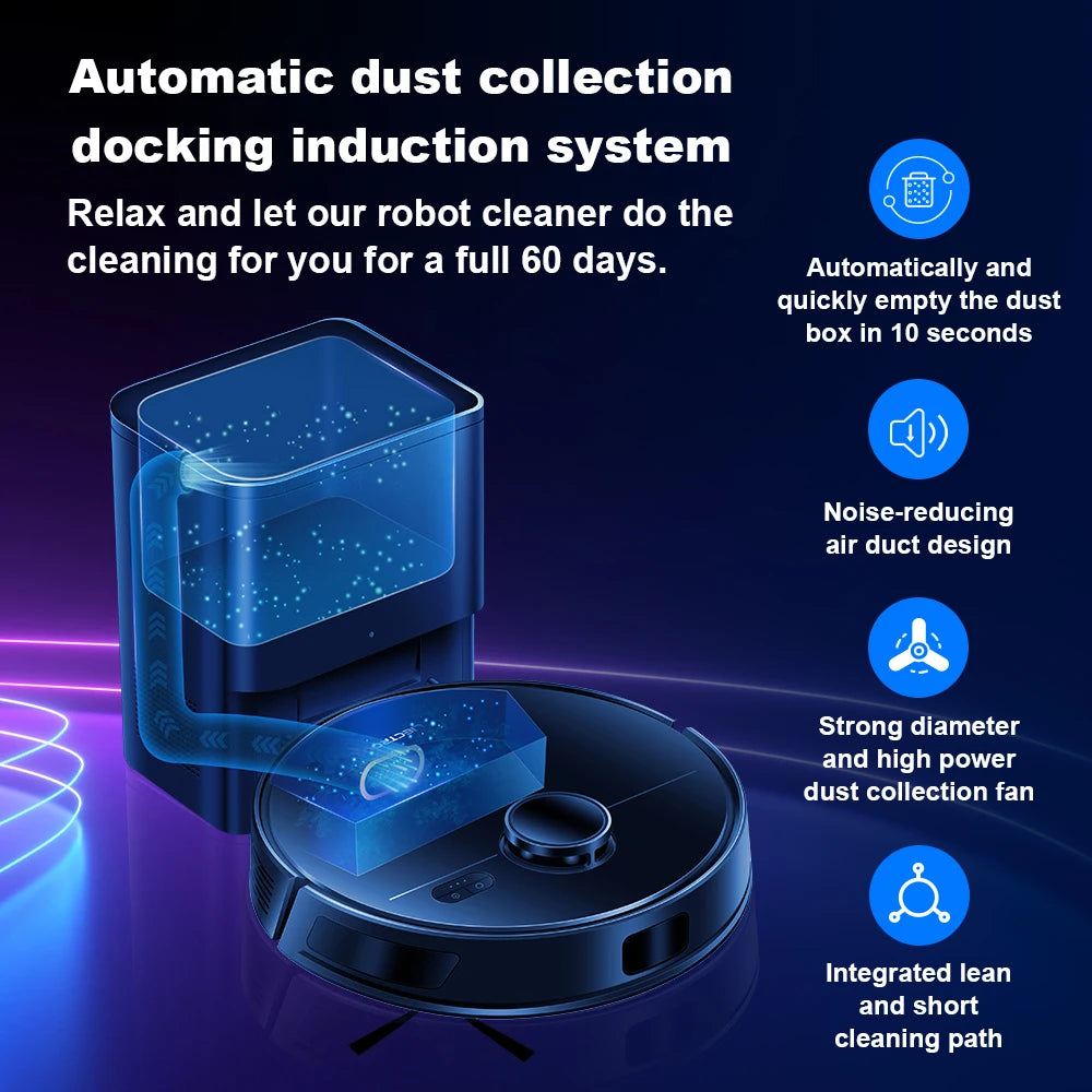 Liectroux M70 Pro Smart Robot Vacuum – LiDAR Navigation, 175-Min Runtime, Self-Empty Base