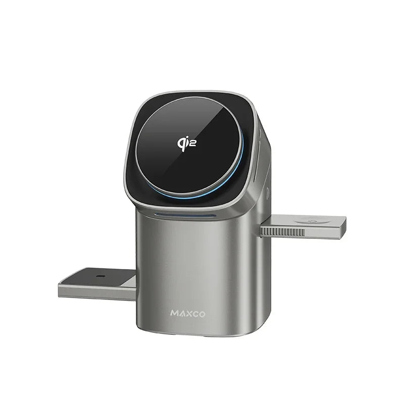 Maxco MW15 Qi2 Auto Rotate Magnetic Wireless Charging Stand – 3-in-1 Fast Charge