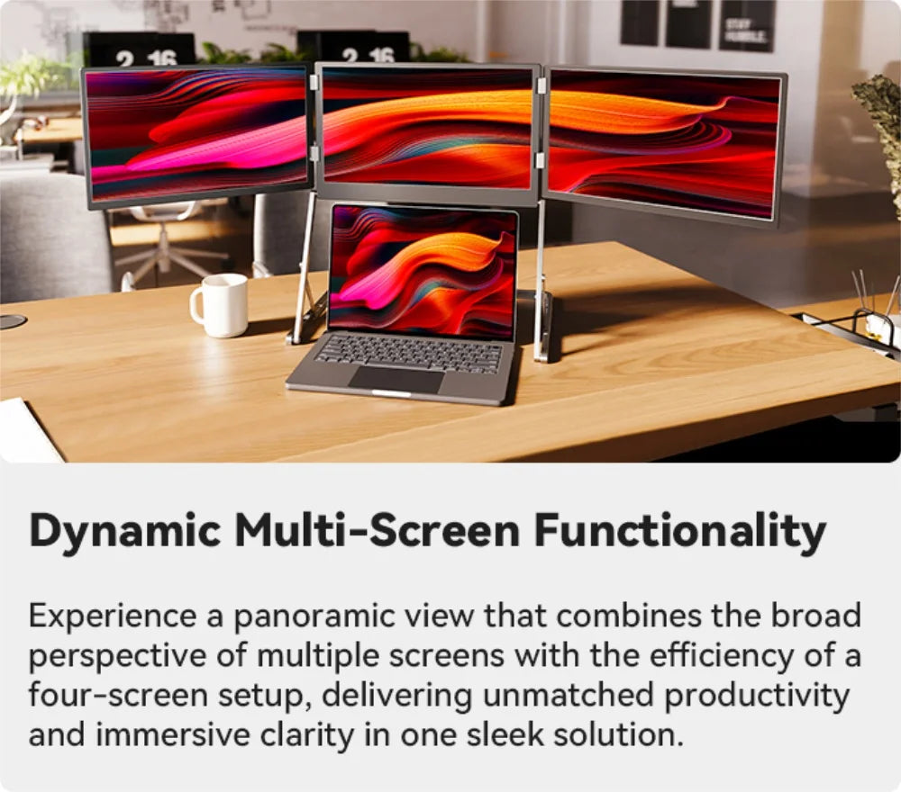 Rospider TriCreate Triple Screen Display Solution | IPS Full HD | Single-Cable Multi-Monitor Support