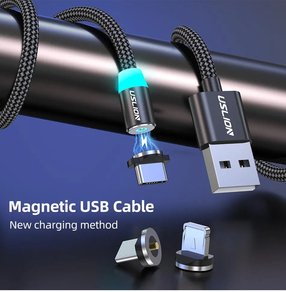 Magnetic Charging Cable 360 Degree – USB-A to Type-C / Lightning / Micro USB (2.4A)