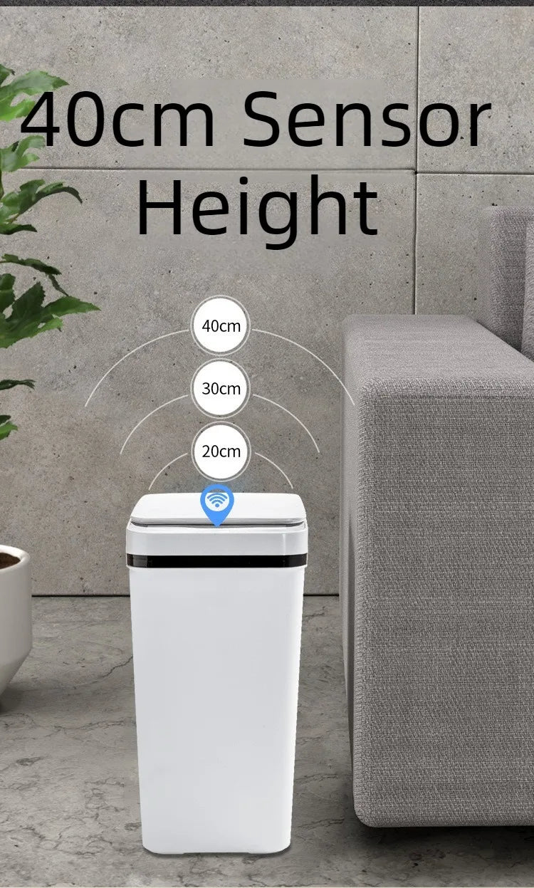 12L Automatic Induction Trash Can – Touchpad Sensor Bin with Motion Detection (White / Grey)