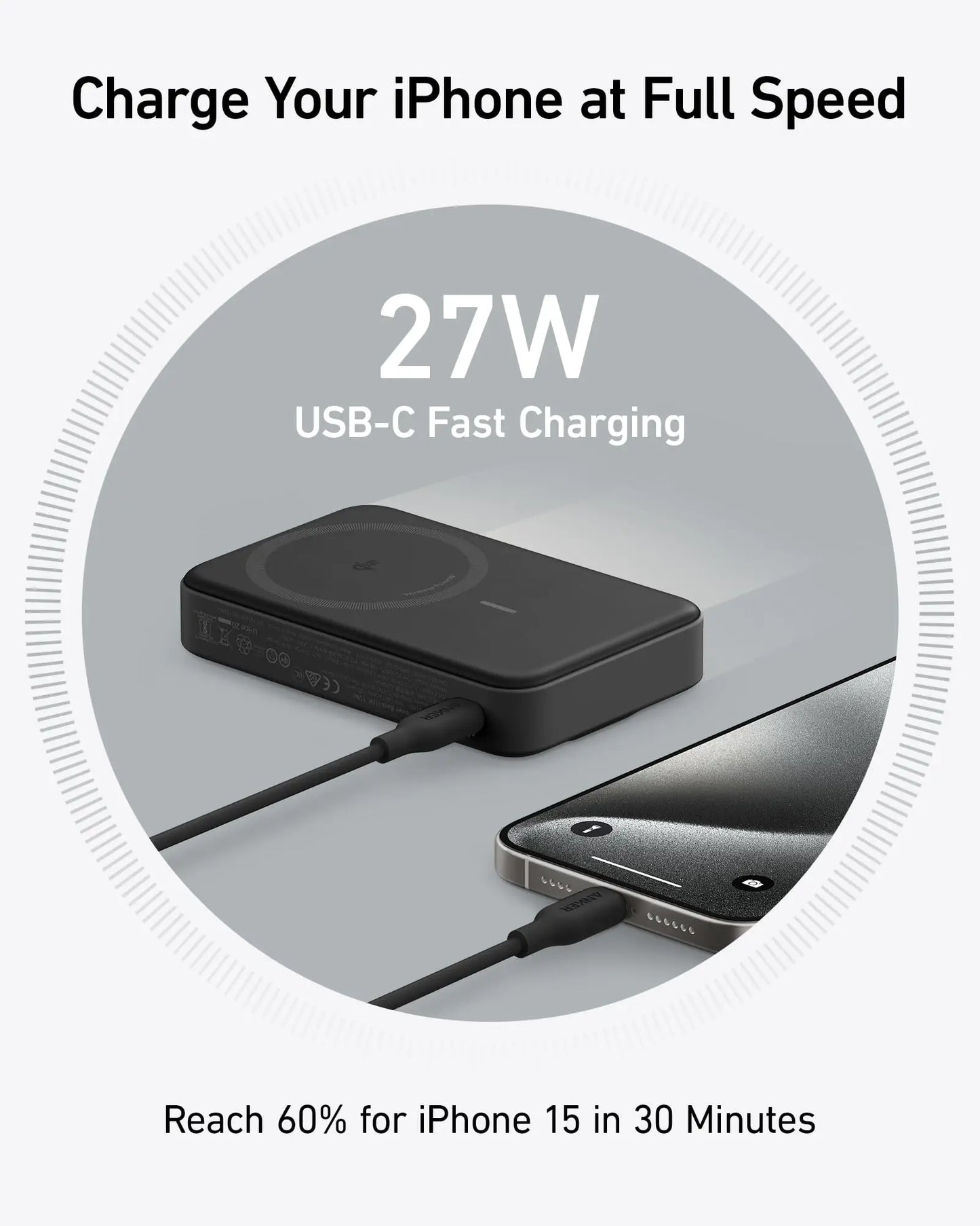 Portable Wireless Power Bank 30W – Two-Way Fast Charge with LED Screen