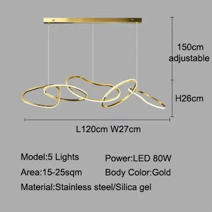 MZXFA Smart LED Pendant Light JLD0190 | Remote Dimmable, Modern Stainless Steel