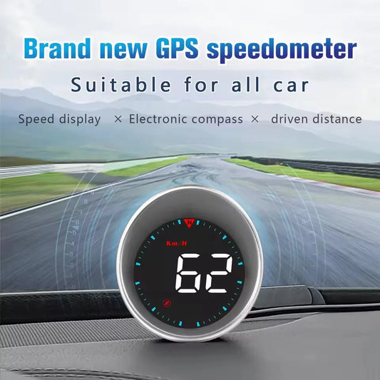 GPS Car Head-Up Display HUD – Digital Speedometer with Compass, Mileage & Fatigue Alert (Universal Fit)
