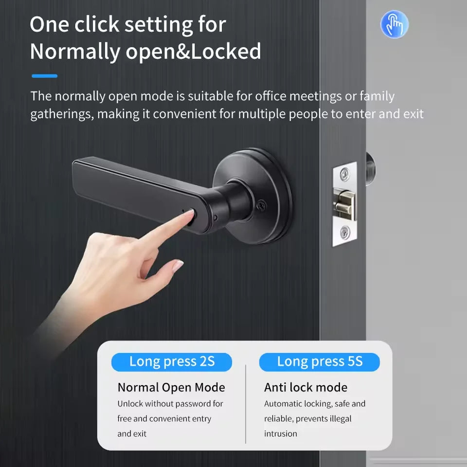 Tuya Smart Door Lock X1/X2 – Fingerprint, Password & App Control with Emergency USB