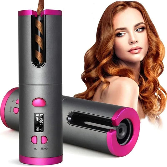Cordless Hair Curler with Adjustable Heat – Portable Rechargeable Styling Tool