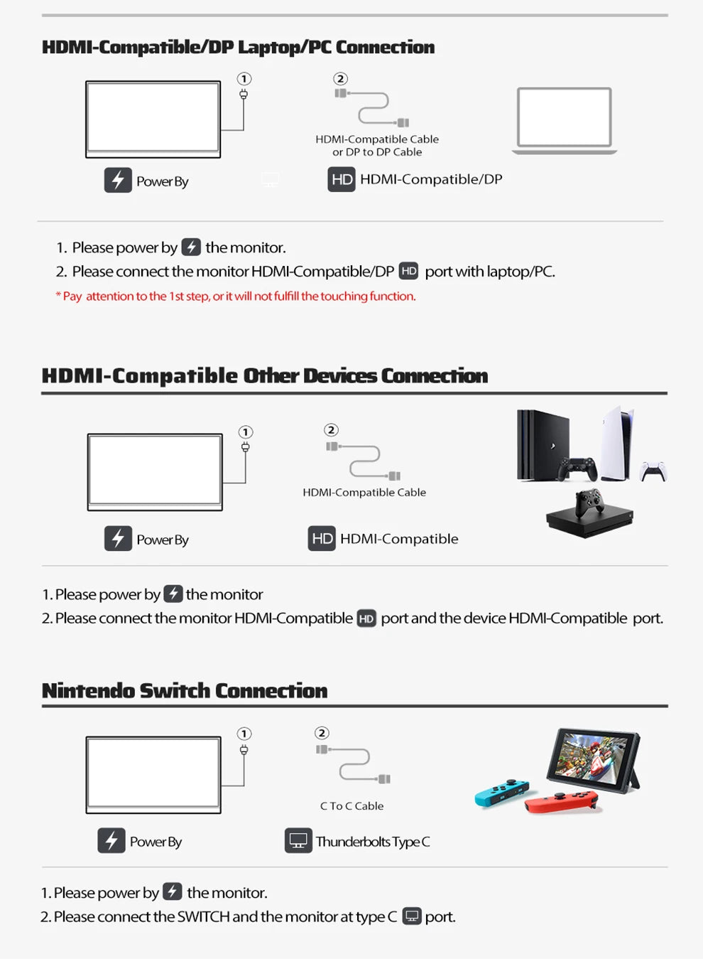 EUSLAP P16K 16 Inch QHD Portable Monitor | 144Hz 16:10 IPS | 500 Nits HDR500 | USB-C / HDMI