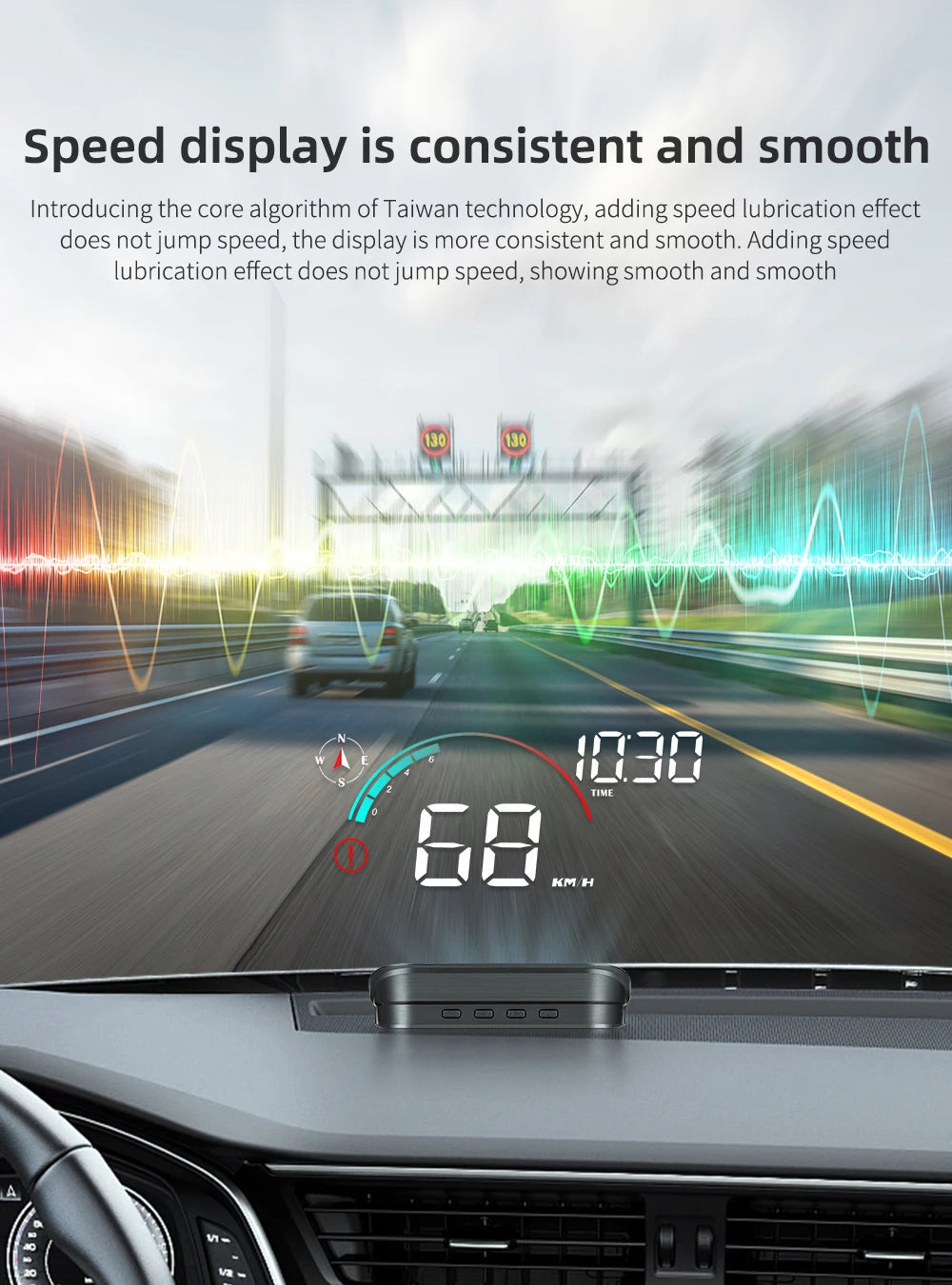 RYSJM Dual-Mode GPS & OBD Car Head-Up Display – Speed HUD with Compass, Large Font & Overspeed Alarm (Universal Fit