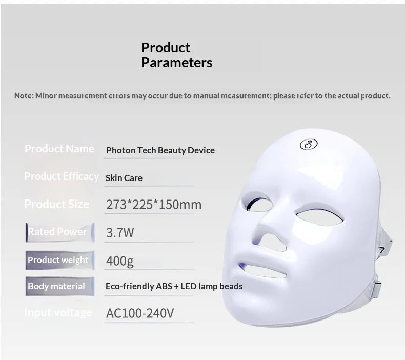 7-Color LED Light Therapy Face Mask – Lifting, Whitening & Anti-Wrinkle Care