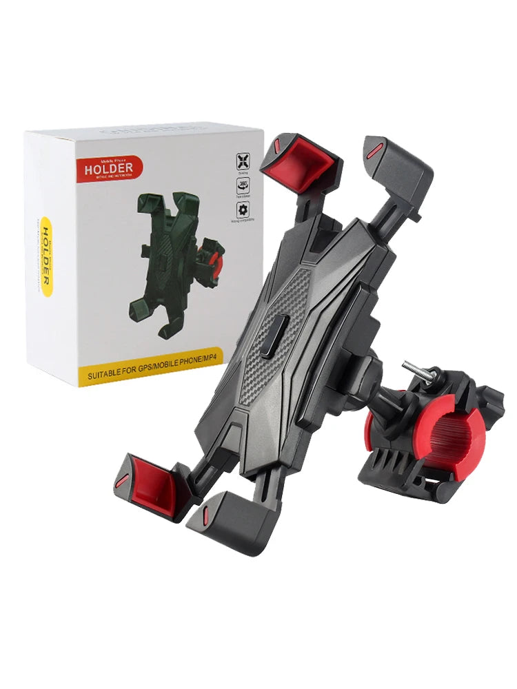 HONGDAK 360° Bicycle Phone Holder – One-Hand Lock Shockproof Mount (4.7–7.2″)