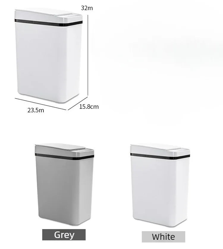 12L Automatic Induction Trash Can – Touchpad Sensor Bin with Motion Detection (White / Grey)