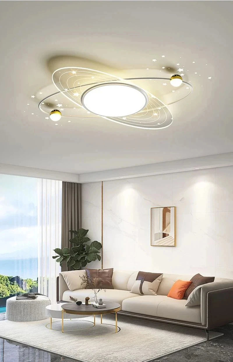 AuroraRealm Modern Ceiling Light with Remote | Gold LED Ceiling Lamp, 90–260V