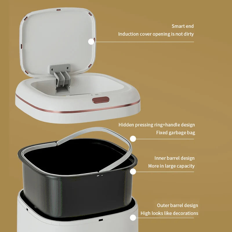 Large Smart Sensor Trash Can 20L / 35L / 40L – Touchless Automatic Garbage Bin for Kitchen