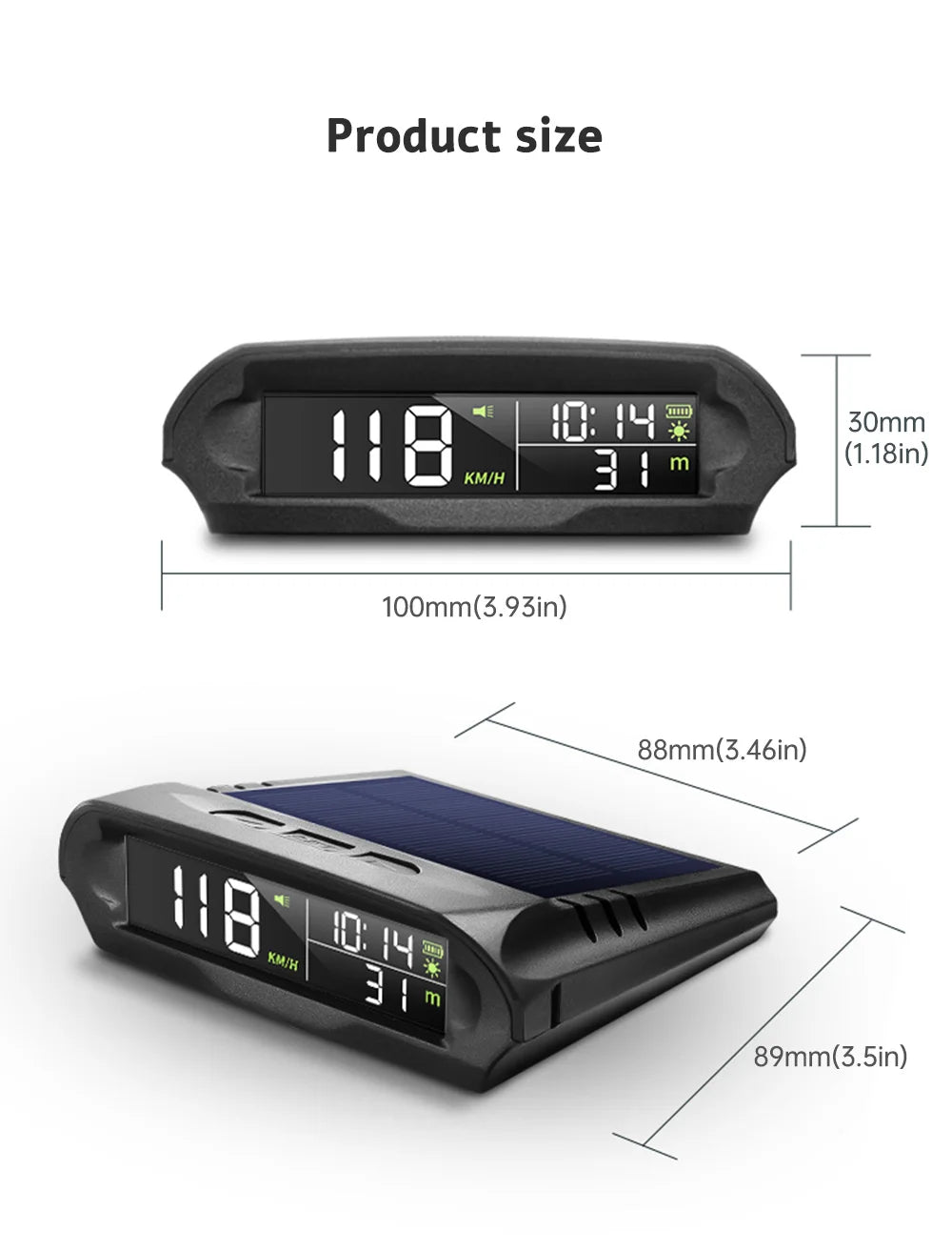 MAIMEIMI Solar GPS Car Head-Up Display – Universal Digital Speedometer HUD with Overspeed & Fatigue Alertsr
