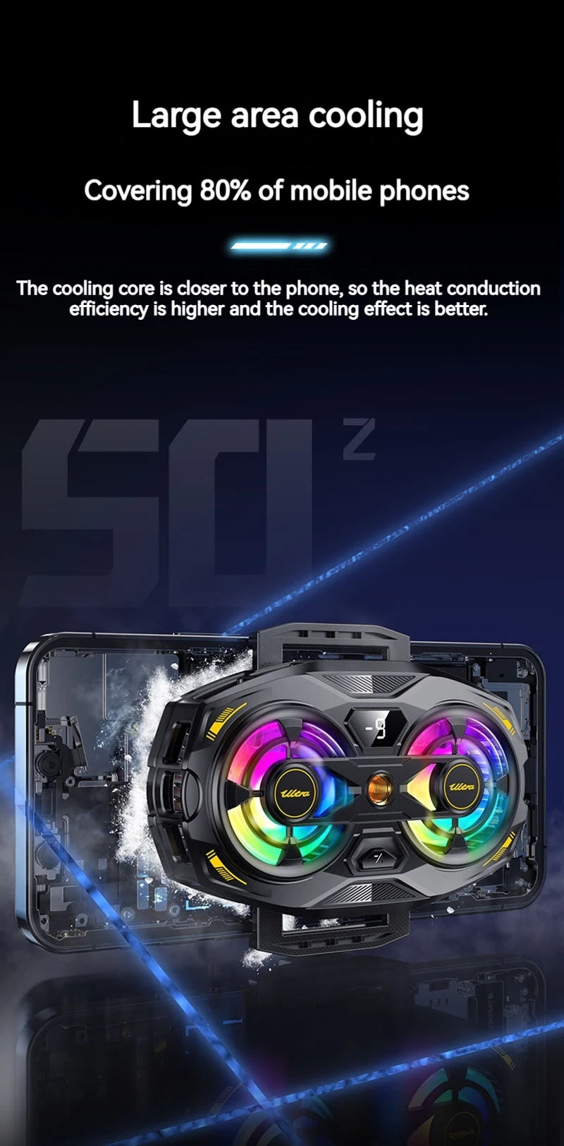 K32 Smartphone Cooler | Dual-Core Radiator, Digital Temperature Display & RGB