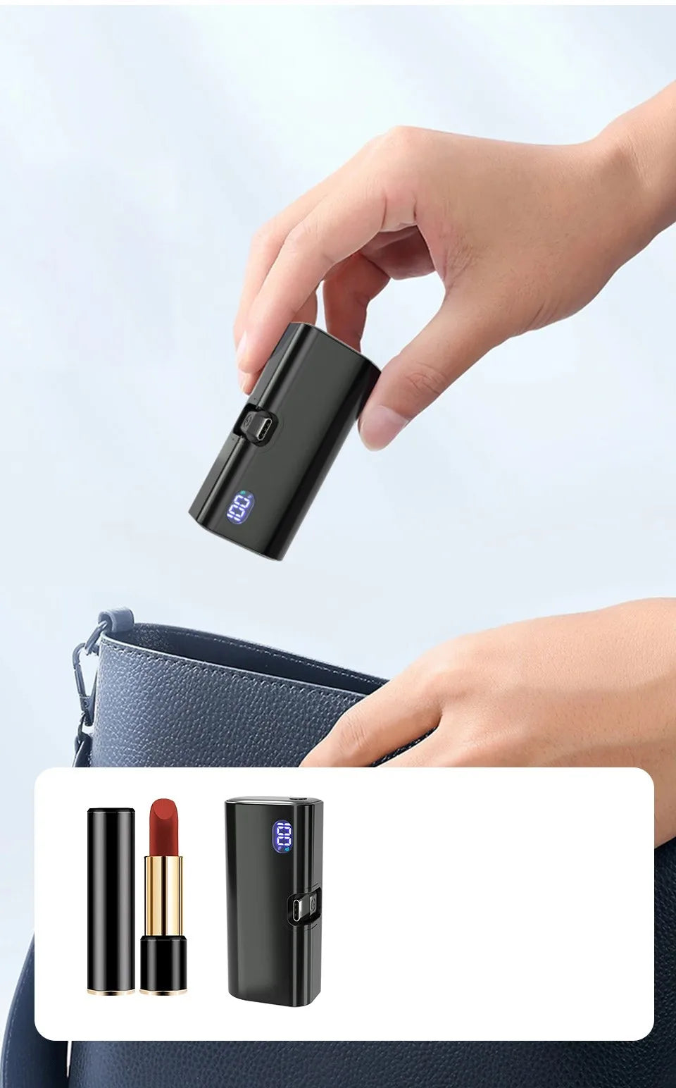 Pocket Power Bank 5000mAh – 22W PD Fast Charge with Foldable Plug