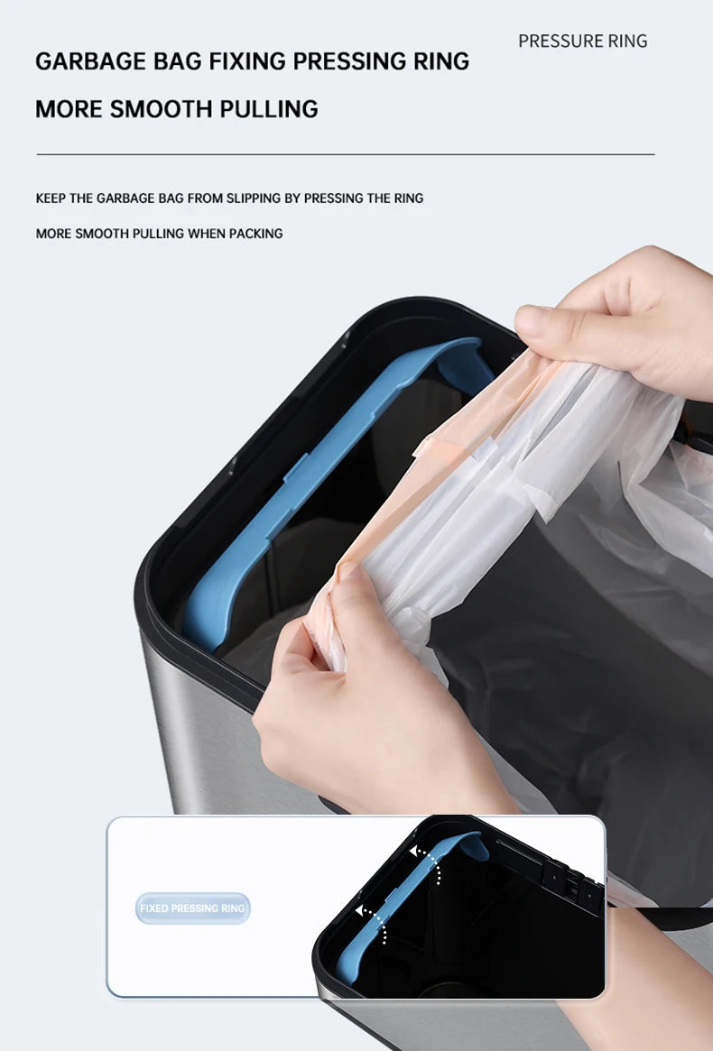 mart Stainless Steel Trash Can 20–60L – Touchless Sensor Kitchen Bin with Wheels