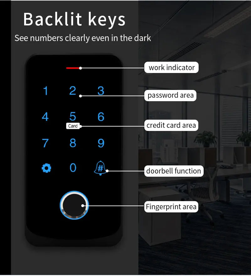 Smart Access Control Keypad with Fingerprint – Tuya App, IP67 Outdoor RFID Panel