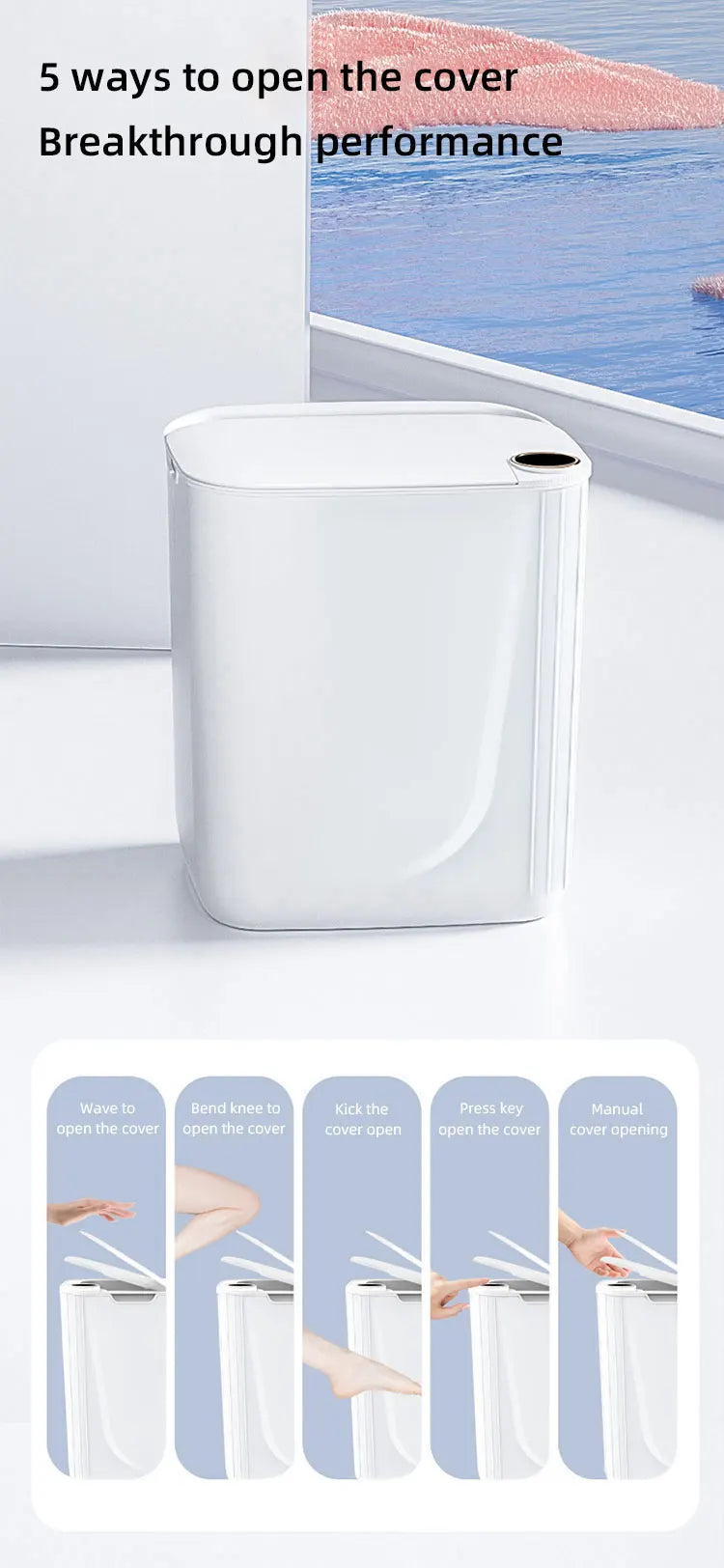 20L/18L Smart Sensor Trash Can – Touchless Induction Bin with Digital Display & Type-C Charging