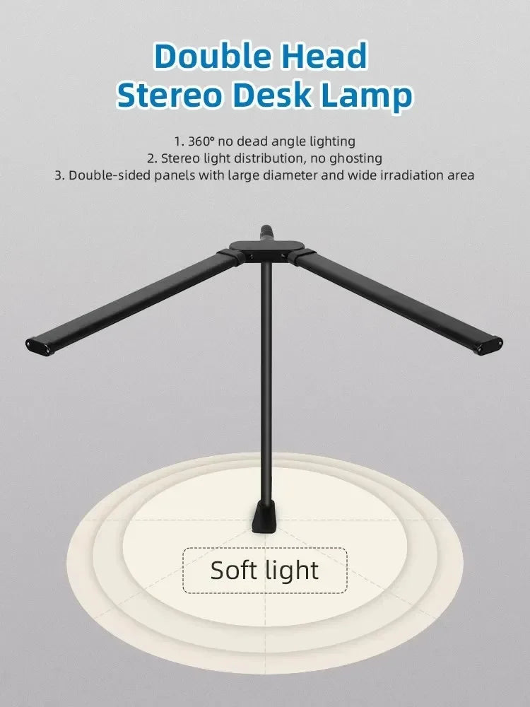 ALTCHIHYQ Double-Head LED Desk Lamp | 80cm Wide, Remote Control, 5-Level Dimming