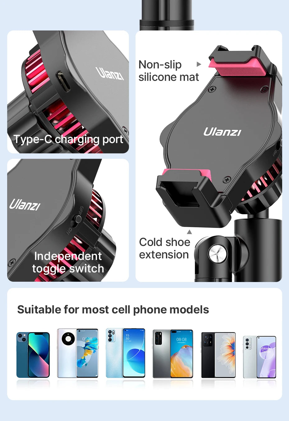 K-06 Livestreaming Phone Clip with Cooling Radiator – Smartphone Heat Control