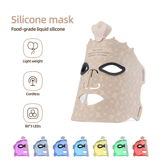 ForeverLily 7-Color Silicone LED Facial Mask – USB Rechargeable Skincare Beauty Device (No Box)