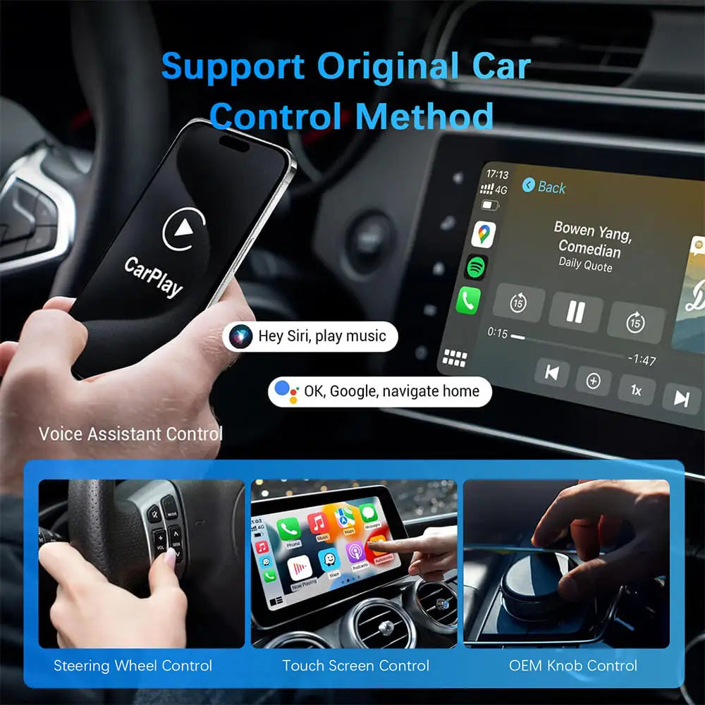 EzoneTronics Ultra-Mini 2-in-1 Wireless CarPlay & Android Auto Adapter – 5.8GHz Plug & Play