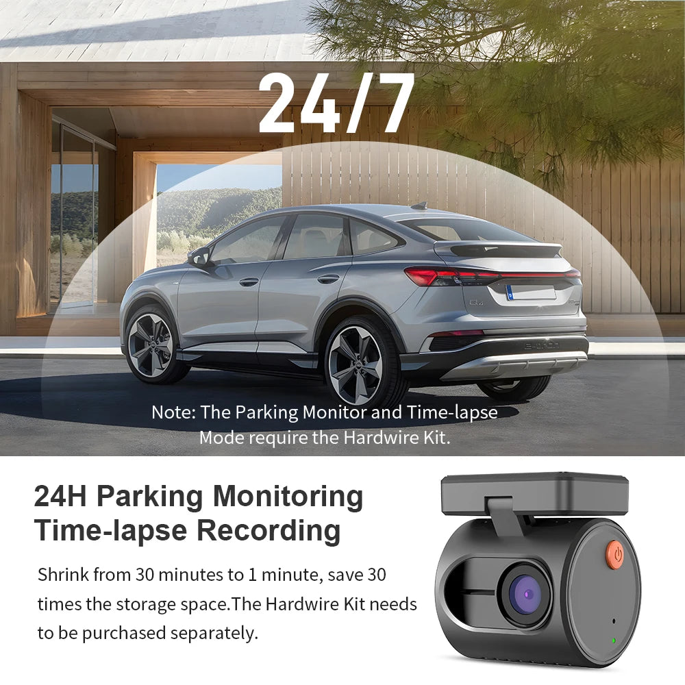 KAWA MINI 3 2K Dash Cam – Hidden WiFi Car DVR with Voice Control & 24H Parking Mode