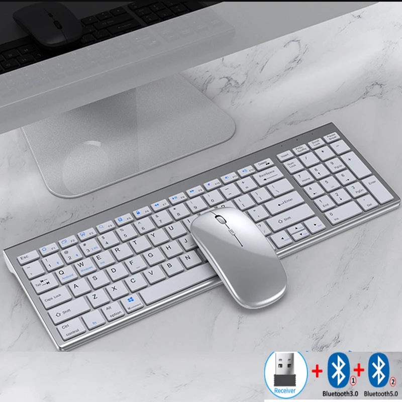 Ergonomic Keyboard & Mouse Combo – Dual Connectivity, Multimedia Keys