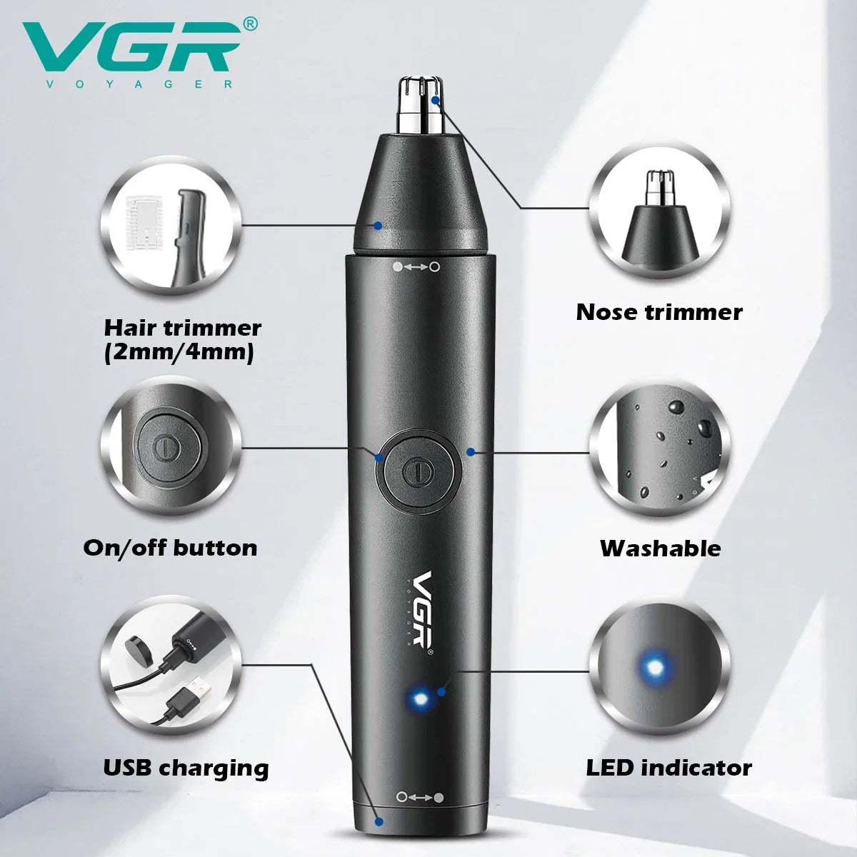 VGR Professional Nose & Hair Trimmer V-613 – Washable, Long Battery Life