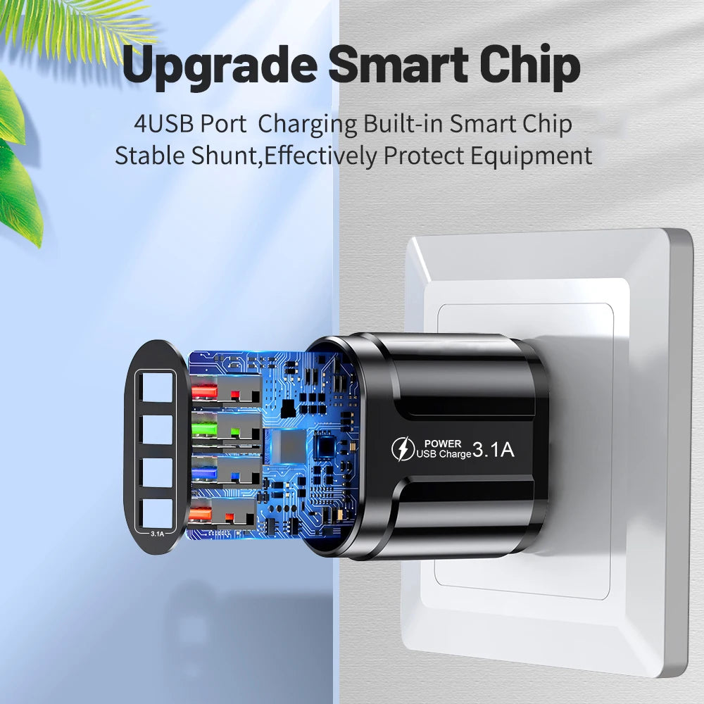 15W 4-USB Charging Station – Compact Desktop Charger for Phones & Tablets
