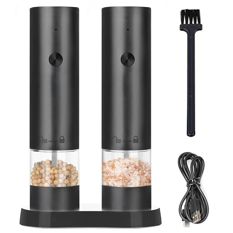 Electric Salt & Pepper Grinder – USB Rechargeable Automatic Spice Mill with Adjustable Grind
