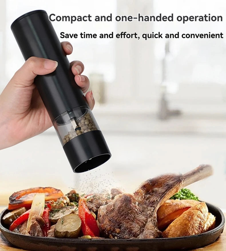 Electric Salt & Pepper Grinder – USB Rechargeable Automatic Spice Mill with Adjustable Grind