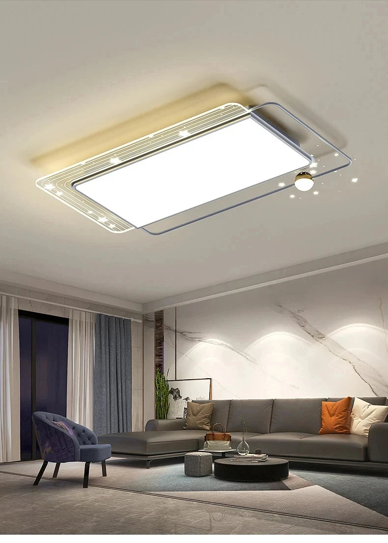 AuroraRealm Modern Ceiling Light with Remote | Gold LED Ceiling Lamp, 90–260V