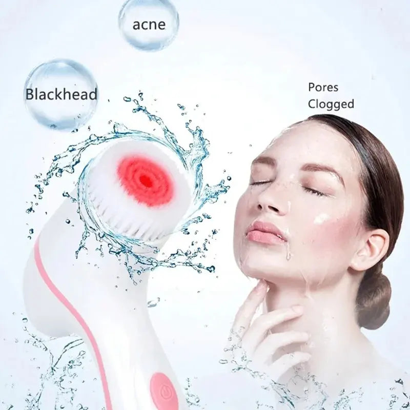 Electric Facial Cleanser – IPX7 Waterproof Multi-Brush Skin Cleaning Device