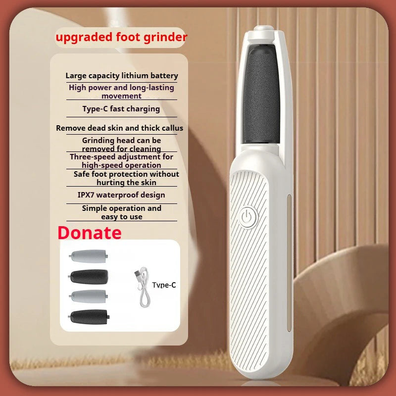 NSOUR Professional Electric Foot Callus Remover – Long Handle, Waterproof, 4 Heads