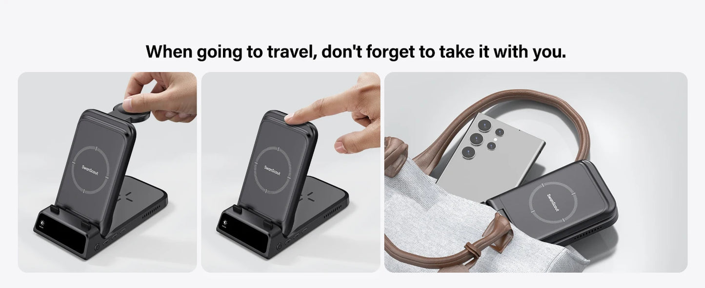 15W Wireless Charging Stand for Samsung Phone, Watch & Earbuds