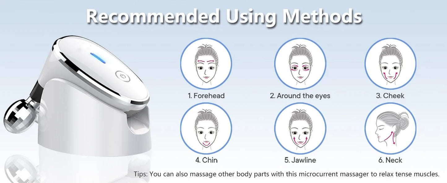 GYLOV Microcurrent Facial Massager – EMS Face Roller for Lifting & Glow