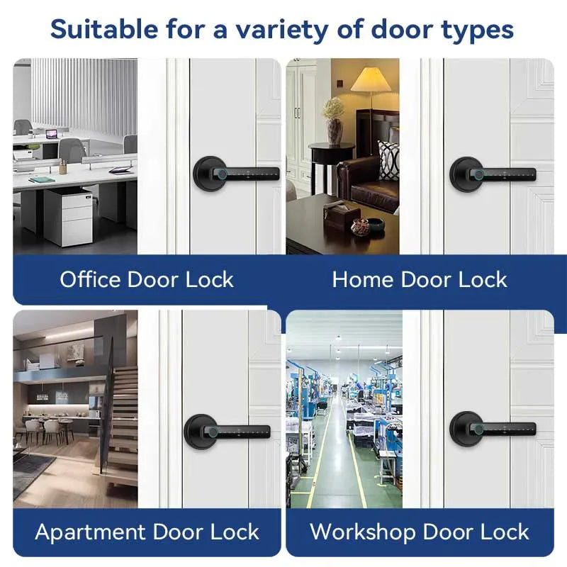ZSF3 Smart Fingerprint Door Lock – Tuya Bluetooth App, Password & Key Unlock