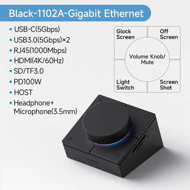 8-Port USB-C Hub for Laptop – HDMI + DP 4K, Ethernet, Card Reader & Audio Control
