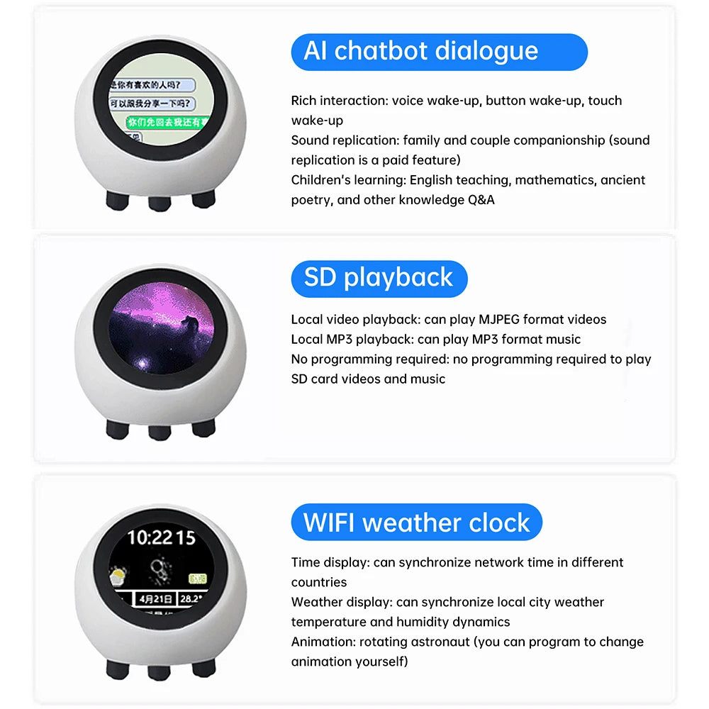 ESP32-S3 AI Voice Assistant Module – 1.28″ Screen, Weather Clock, Open-Source