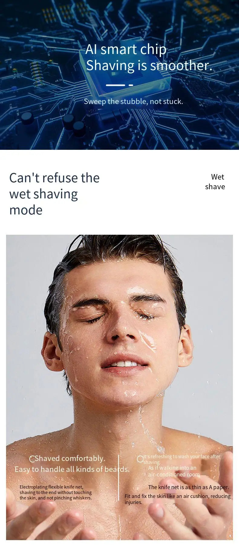 DUTRIEUX AMT1000 Rotary Electric Shaver – Waterproof Rechargeable Men’s Shaver