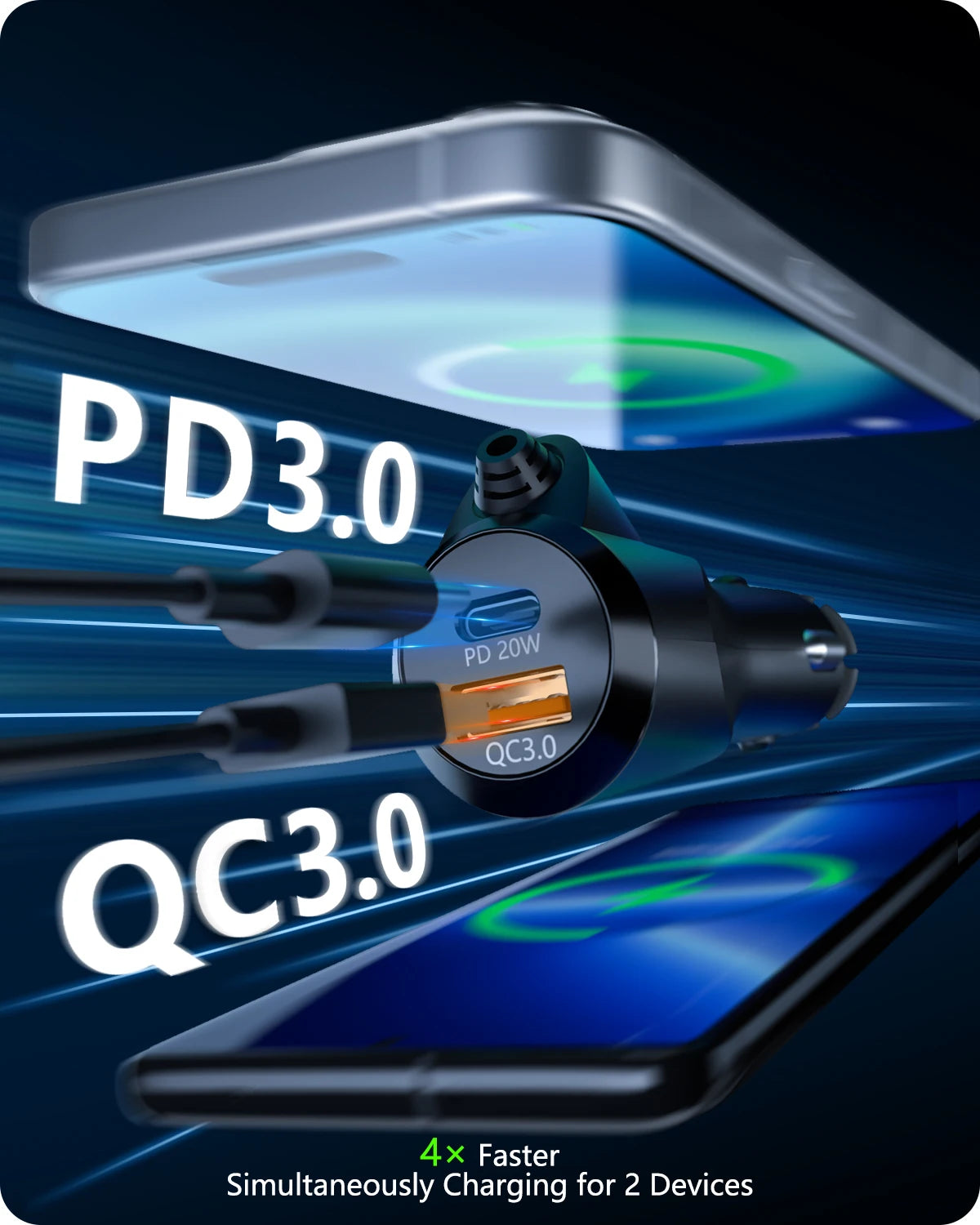 ENCENT MT03 Bluetooth FM Transmitter – PD 20W & QC3.0 43W Fast Car Charger, Dual Mic Hands-Free, Music Streaming