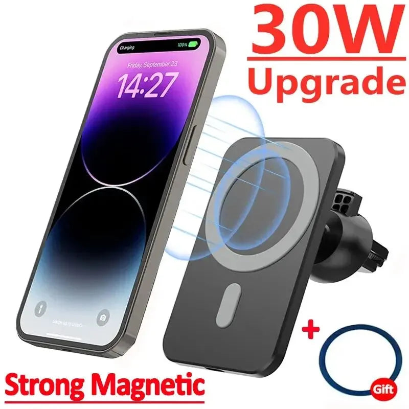 30W Magnetic Wireless Car Charger – Air Vent Phone Holder for iPhone